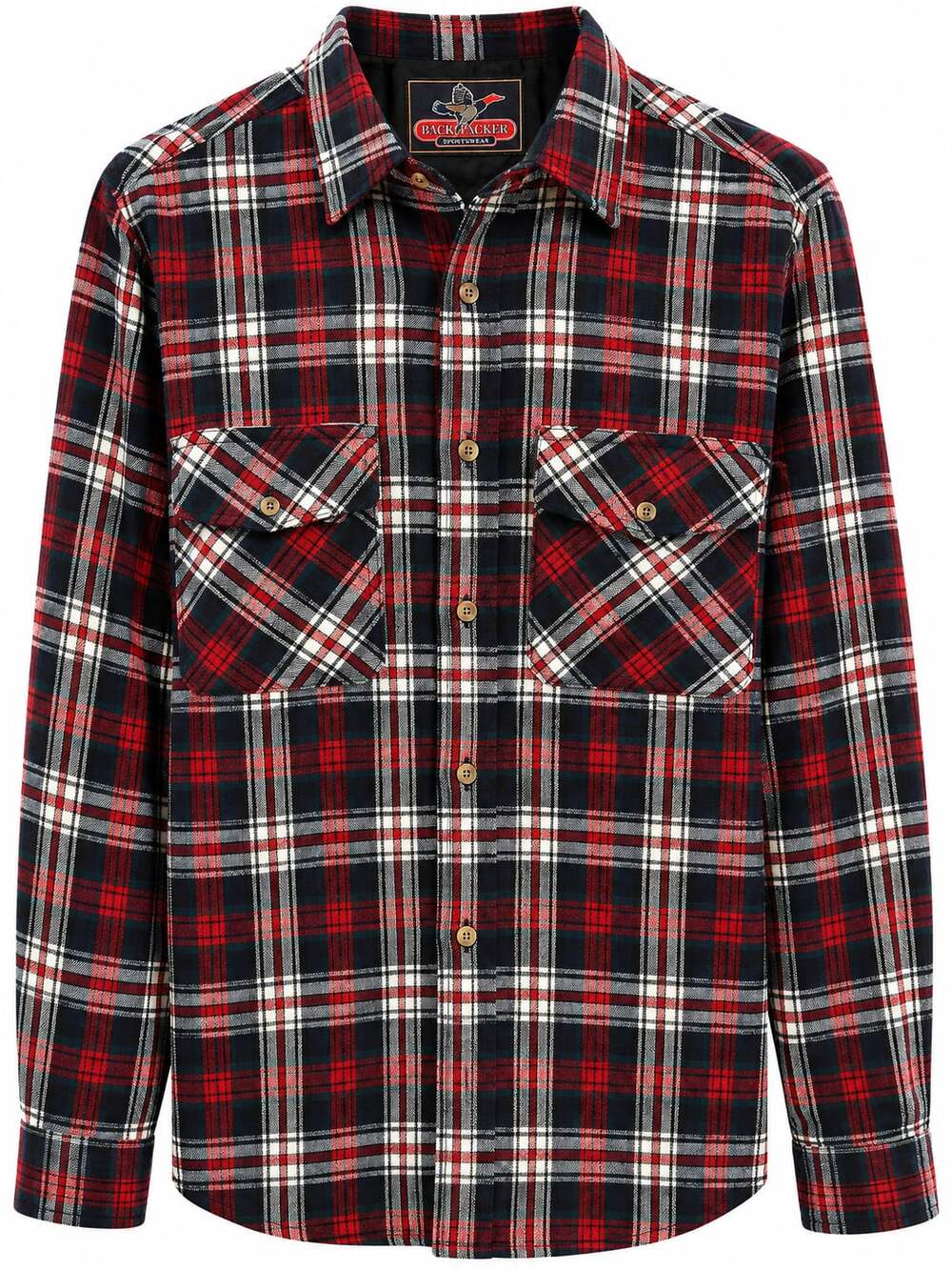 Backpacker Sportswear Men's Long Sleeve Button Down Plaid Flannel Shirt